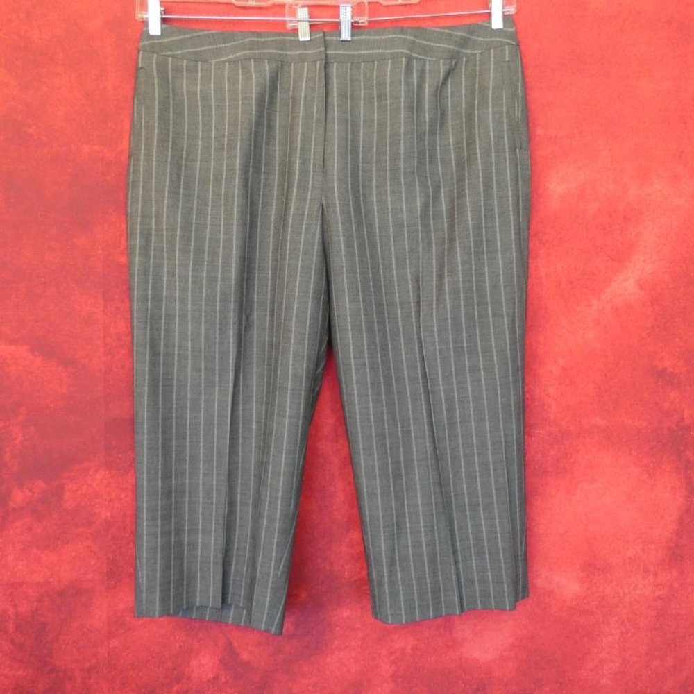 Anne Klein Grey Striped Wool Blend Pants Size 24W